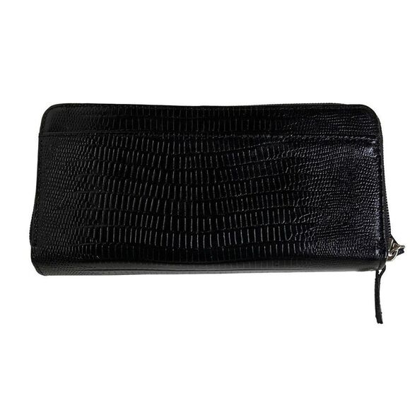 Casual Corner Women's Black Embossed Leather Zip-Around Wallet One Size - Picture 1 of 11